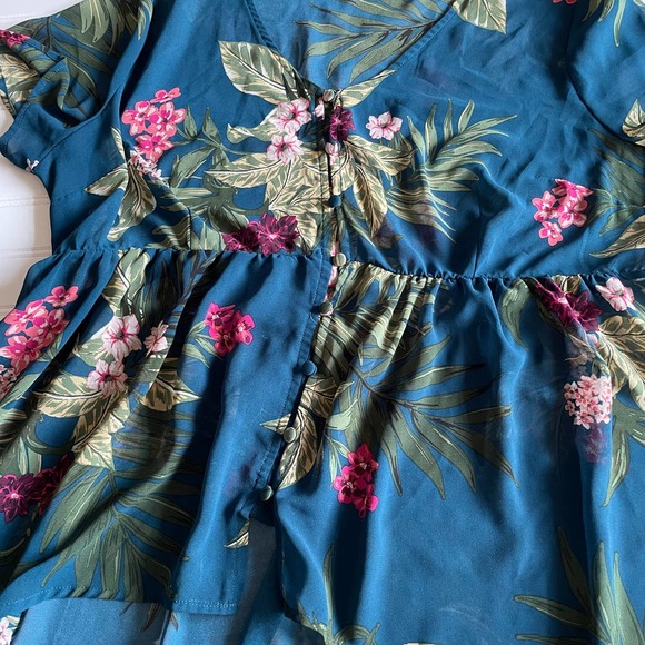 Torrid Size 1 Tropical Teal Hi Lox Blouse - Picture 12 of 12